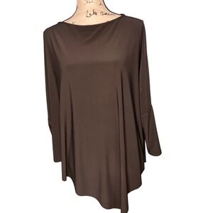 Paniz Tunic Top Size M Black Excellent Asymmetrical Sharkbite Dolman Sleeve